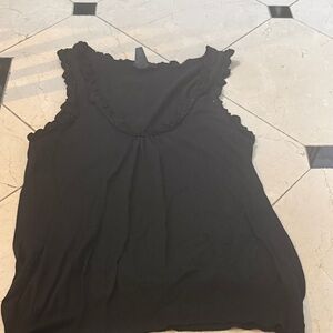 Donna Karan Black Ruffle Tank Top